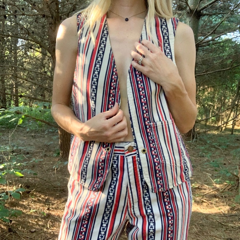 Vintage 1970s Levi’s Big E American Flag Print Set